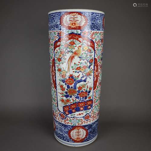 Rollbild-Ständer - Porzellan, China 20.Jh., polychromer floraler Dekor im Imari