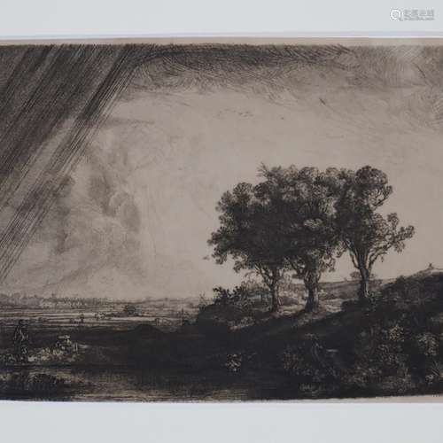 Rembrandt, Harmensz van Rhijn (1606-1669, nach) - Landschaft mit drei Bäumen, H