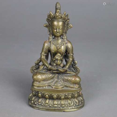 Buddha Amitayus - Bronze, der Herr des unermesslichen Lebens, eine Emanation de