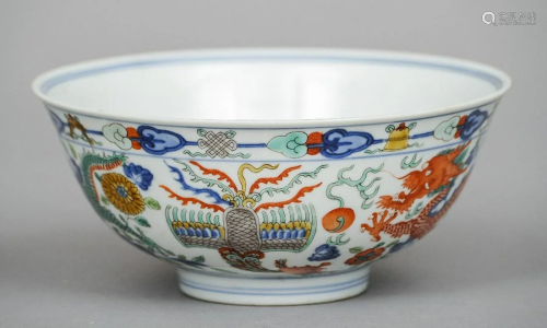 A Chinese Famille Verte Dragon Bowl