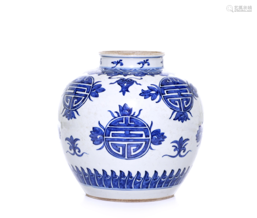 A Fine Chinese Blue and White Porcelain Jar
