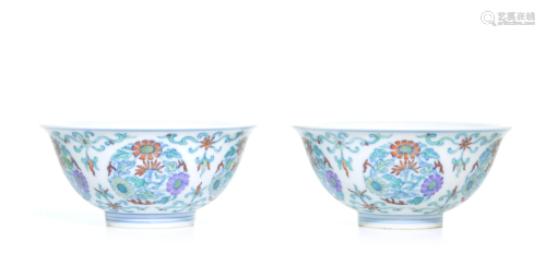 Pair of Very Fine Chinese Doucai Bowls