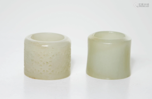 Two Chinese Jade Archer's Rings