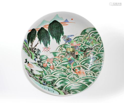A Large Chinese Famille Verte Dish