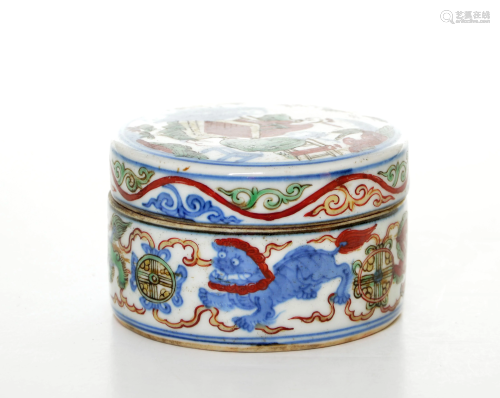 A Rare Chinese Wucai Porcelain Box