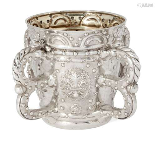 An unusual Victorian silver four-handled tyg cup, London, c.1870, Robert Garrard, of tapering