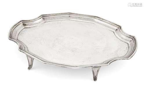 A shaped oval teapot stand, Sheffield, c.1914, Thomas Bradbury & Sons Ltd, with Chippendale-style