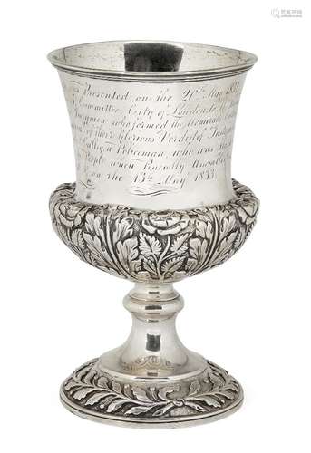 An interesting William IV commemorative silver goblet, London, c.1833, maker's mark TJ, chased