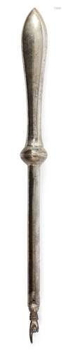 A Polish silver Torah pointer, yad, post 1920, the handle, possibly taken from a button hook, to a