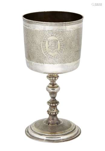 A large Victorian silver presentation goblet, London, c.1887, Robert Roskell, Alan Roskell and