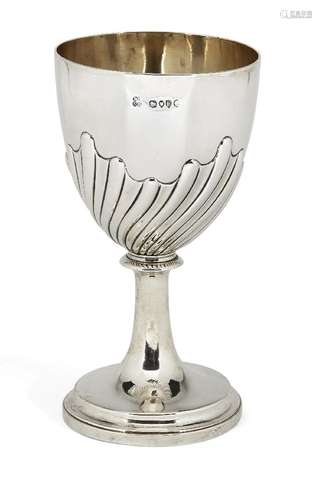 A Victorian silver goblet, London, c.1881, Daniel & Charles Houle, of half lobe twist design with