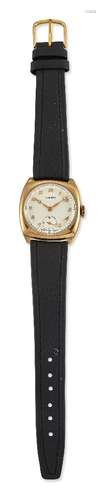 A 9ct gold wristwatch by Vertex, the circular dial with applied Arabic gilt numerals and