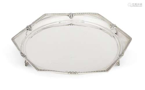 A hexagonal silver salver, Birmingham, c. 1934, Alexander Clark, with jubilee mark, the salver