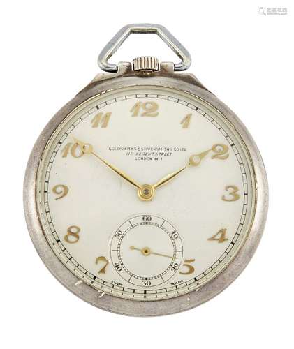 A silver open-face dress pocket watch, by Vertex, the silvered dial with applied Arabic gilt