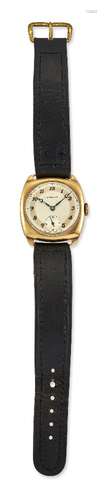 A 9ct gold wristwatch, by Vertex, the circular silvered dial with Arabic black numerals,