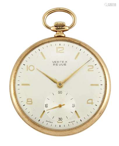 A 9ct gold open-face dress pocket watch, by Vertex, the silvered dial with Arabic gilt numerals