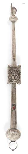 A 19th century Russian provincial silver Torah pointer, yad, Vilnius, c.1860, maker A. Magat,