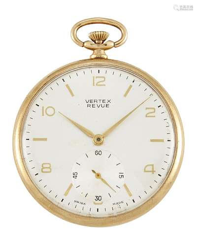 A 9ct gold open-face dress pocket watch, by Vertex, the silvered dial with Arabic gilt numerals