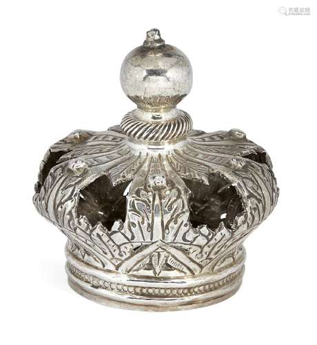 A 19th century continental silver crown finial bearing later French control mark , probably from the