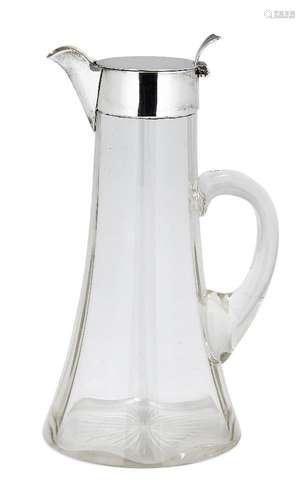 An Edwardian silver mounted glass claret jug, Birmingham, c.1904, William Hutton & Sons Ltd, of