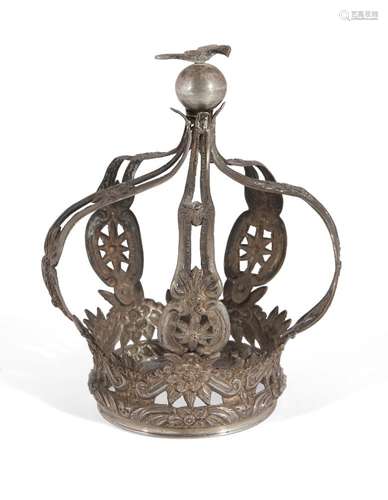 An unmarked silver miniature Torah crown, probably Polish or Austro-Hungarian, mid 19th century,