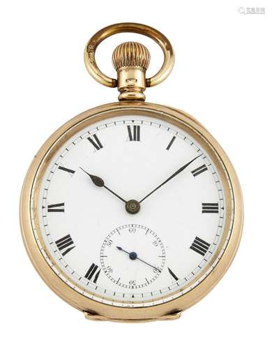 A 9ct gold open-face pocket watch, by Vertex, the white enamel dial with Roman numerals,