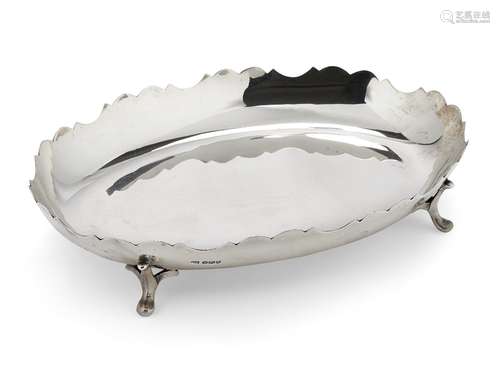 A George VI silver dish, Sheffield, c.1939, Viner's Ltd., of oval form with scalloped edges to