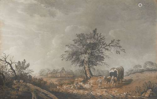 William Augustus Barron, British 1751-c.1806- View of Stoke Common- Bucks., c.1775; black chalk