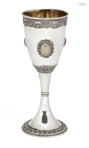 A modern Israeli silver Kiddush cup, by Stanetzky, stamped ST925, of traditional form, the body