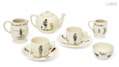 Ashtead Potters Limited (1923-1935), a Christopher Robin Nursery earthenware part tea set c.1928,
