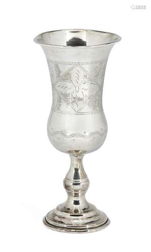 A silver Kiddush cup, London, c.1908, maker MS, possibly Morris Salkind, the thistle-shaped body