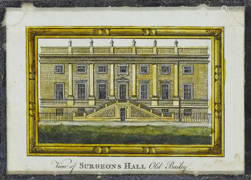 Henry Chamberlain, British, 18th century- View of Surgeons Hall Old Bailey London; hand-coloured