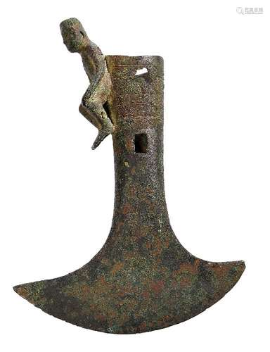 A Vietnamese Dong Son Culture ceremonial axe head, ca. 500BCE, the shaft cast with bands of