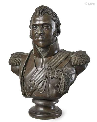 Henri-Joseph Ruxthiel, Belgium, 1775-1837, a bronze portrait bust of Charles Ferdinand d’Artois, Duc