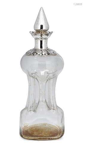 An Edwardian silver mounted hourglass-shaped decanter, London, c.1902, Elkington & Co Ltd., the