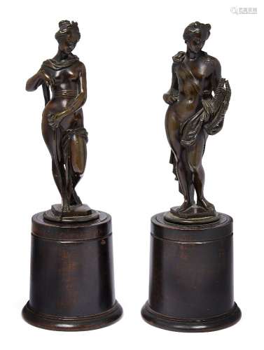 A pair of French bronze models of Apollo and Diana, after the model by Jean Jacques Pradier, 1792-
