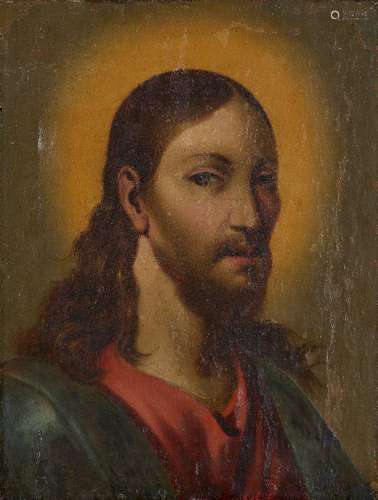 Portuguese or Spanish Colonial School, 18th century- Portrait of Christ; oil on canvas laid down