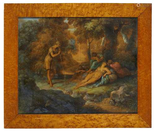 Attributed to Joshua Cristall POWS, British 1767-1847- Figures resting in a glade; watercolour,