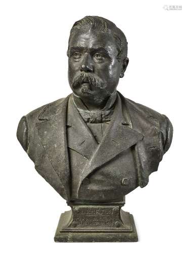 Ernest-Eugéne Le Chretien, French, 1840-1909, a bronze portrait bust of L.Breton, cast inscription