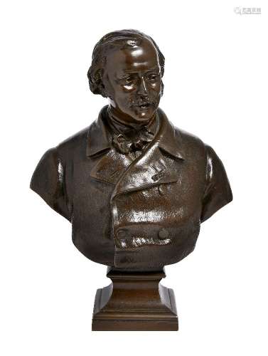 Jean-Baptiste Carpeaux, French, 1827-1875, A bronze portrait bust of Victor Thiébaut, third