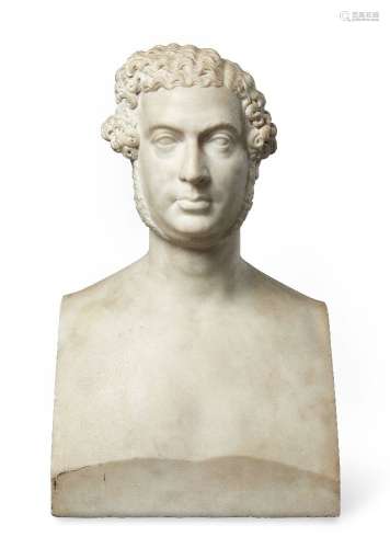 Benjamin Edward Spence, English, 1823-1866, a marble portrait bust of a gentleman, mid 19th century,