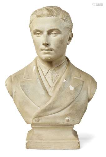 Fredrick Winter, English, c.1849-1924, a painted plaster bust of Walter Charles Goodchild, dated