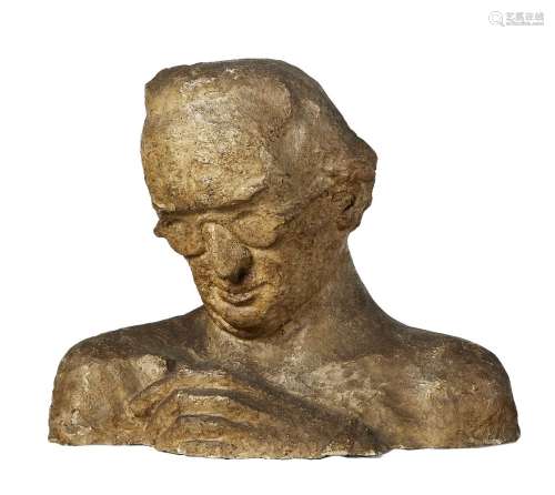 Alfred Aaron Wolmark, Polish, 1877-1961, self-portrait, 1940s, a painted plaster bust, 36cm high,
