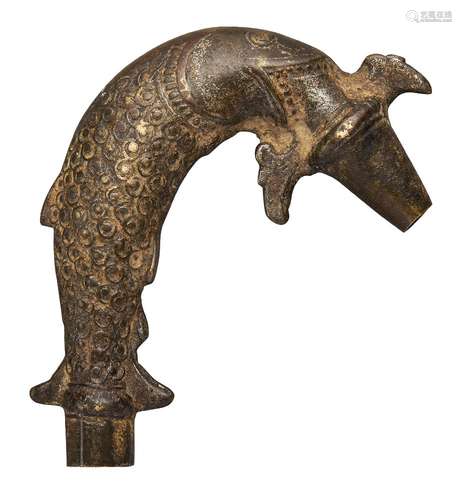 A water spout finial in the form of a fish, Deccan, India, 18th century, 11cm longPlease refer to