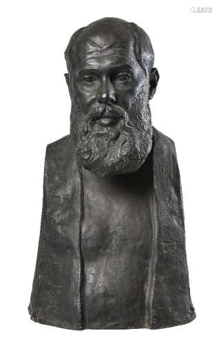 Enoch 'Enrico' Henryk Glicenstein, Polish, 1870-1942, The Philosopher, 1921, bronze, depicting