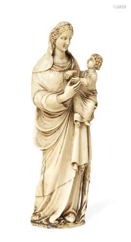 An Italian ivory model of the Virgin and Child, after Our Lady of Trapani, late 17th/early 18th