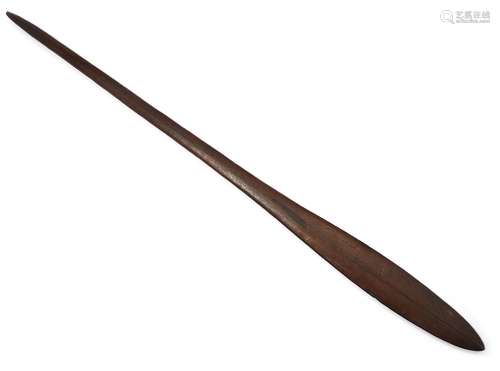 A Solomon Islands paddle club, early 20th century, the broad, flattened blade with ridged central