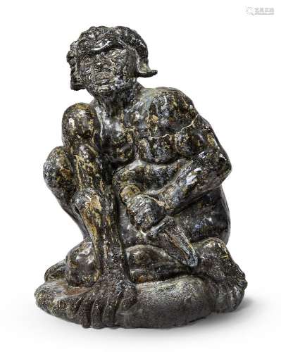 Enoch 'Enrico' Henryk Glicenstein, Polish, 1870-1942, a glazed terracotta model of a demon, c.