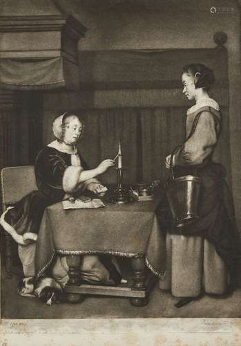 James Watson, British 1740-1790- The Female Correspondent, after Gabriel Metsu; mezzotint,