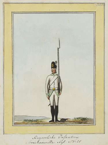 German School, late 18th century- Kayserliche Infanterie, Breichainville Rgt No 25; Kayserliche